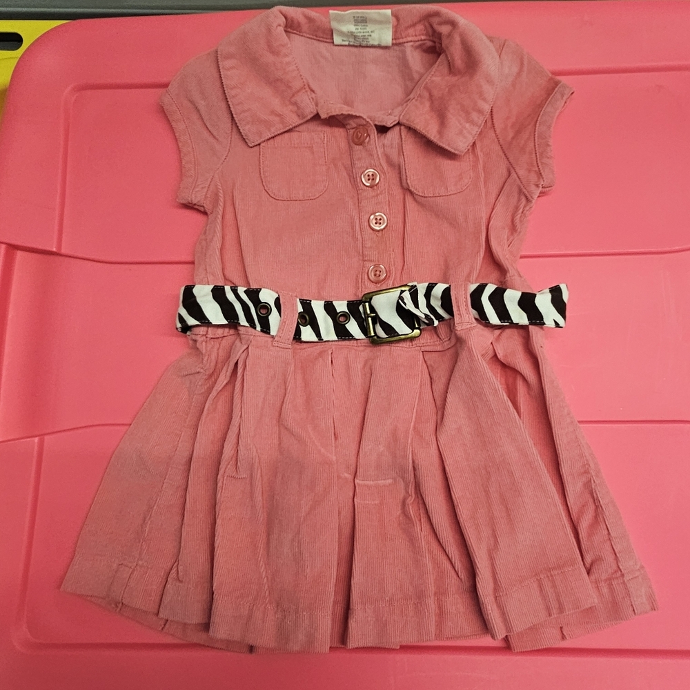 Crazy 8 Pink Dress with Zebra Belt Girl 6–12 Months